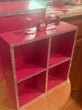 Pink Decorative 4-Compartment Storage Organizer with Rhinestone Trim-Barbie Them